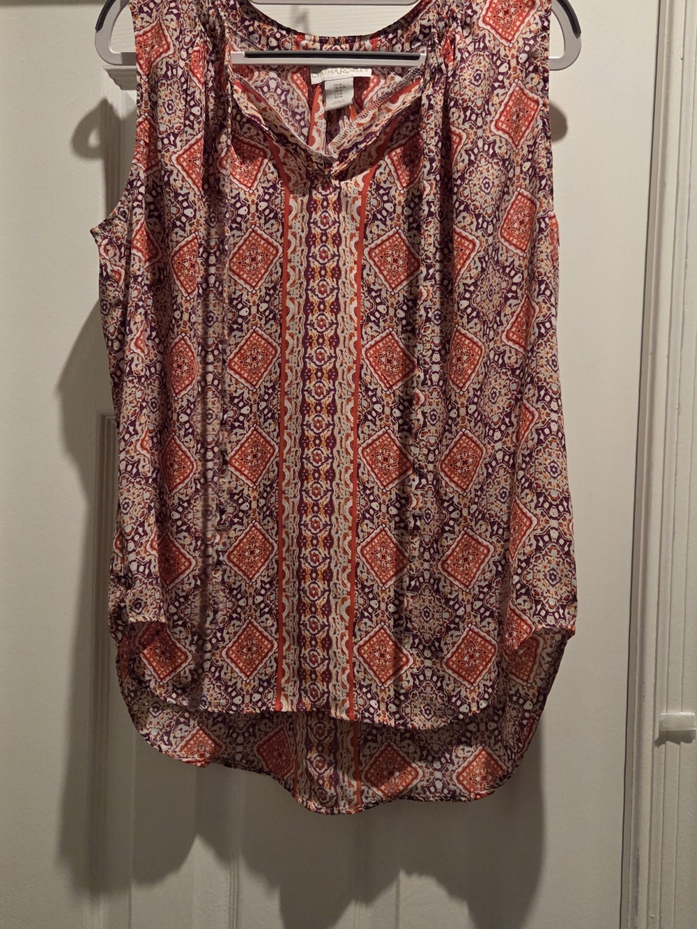 Cynthia Rowley Sleeveless Boho V-Neck Top - Rust Multi - Picture 2 of 5